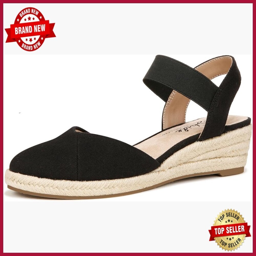 Women's Wedge Sandals with Ankle Strap, Almond Toe, Comfort Cushioning